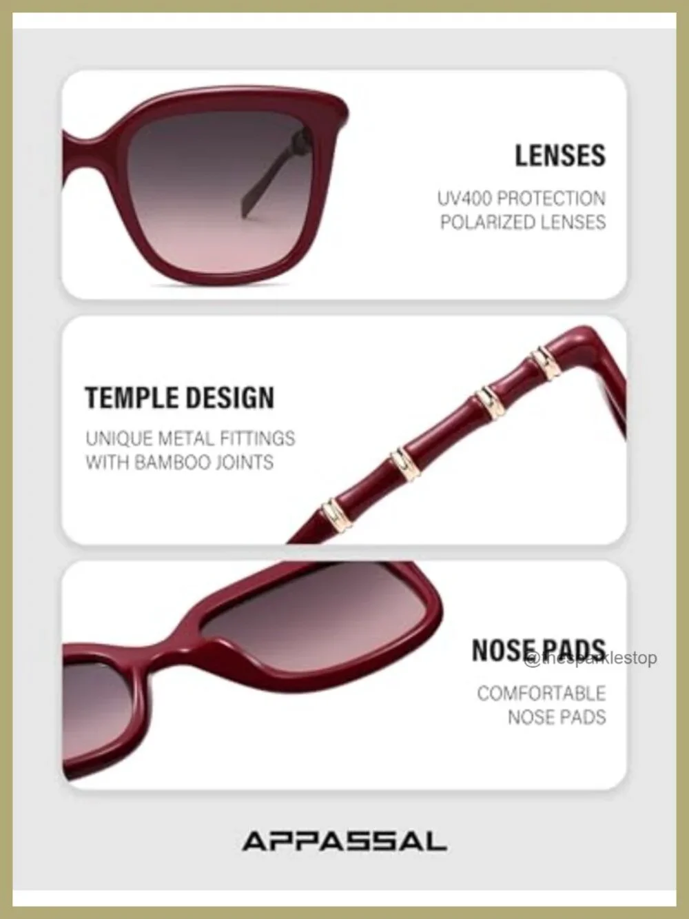 Retro Chunky Square Polarized Sunglasses Bamboo Temple UV400 Unisex
